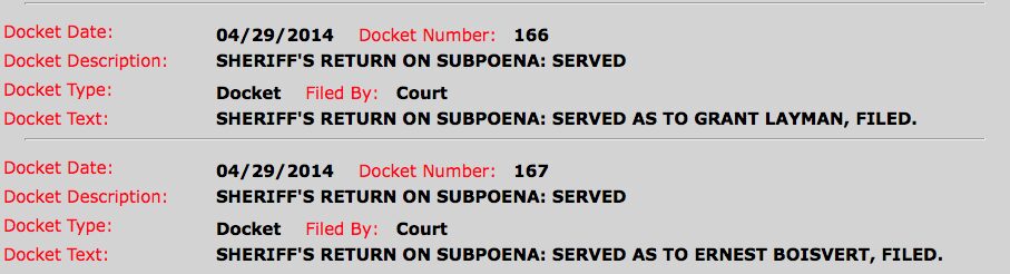 2014-05-10 Subpoena of Layman and Boisvert