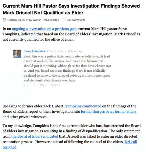 2016-02-08 Mars hill pastor says Driscoll unfit
