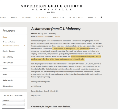 2016-04-17 Mahaney statement of innocence